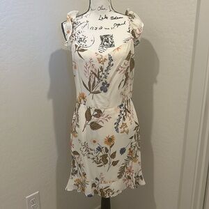 Reformation Binx Ruffled Sleeve White Viscore Mini Dress Sz. 12